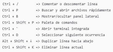 Atajos en Visual Studio Code